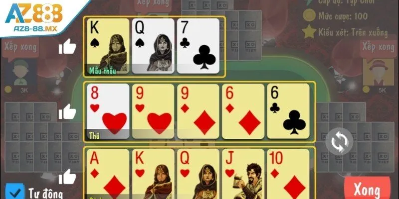 Quy trình chơi game bài mậu binh